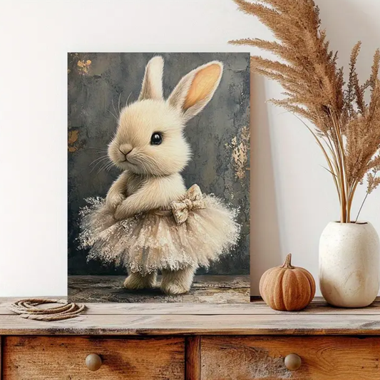 Canvas 'Konijn in Tutu met Strik' sfeer