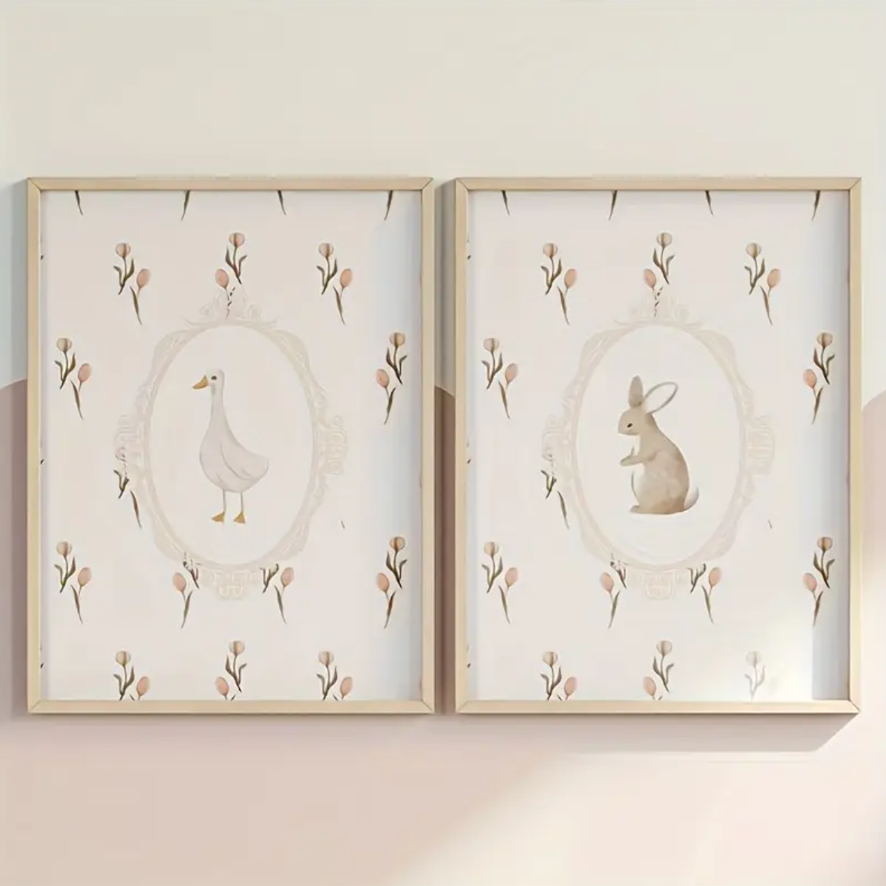 Set: 2 Canvas met Eend en Konijn