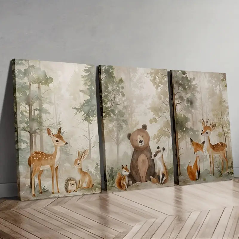 Set van 3 Canvas 'Herten, Beer & Vos'