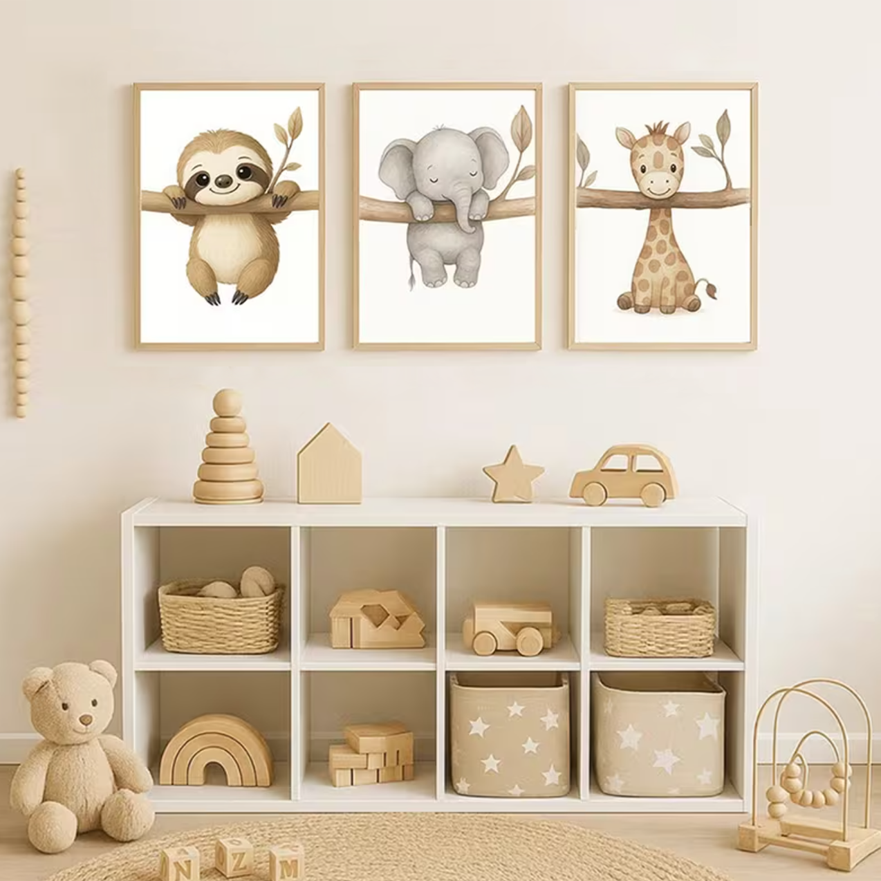 Set van 3 Canvas 'Hangende Dieren'