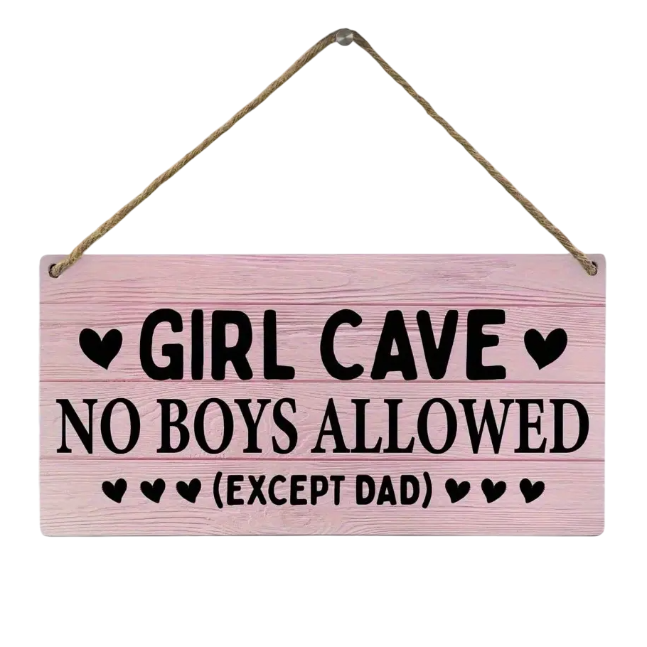 Roze 'Girl Cave' Bordje (29x15cm)