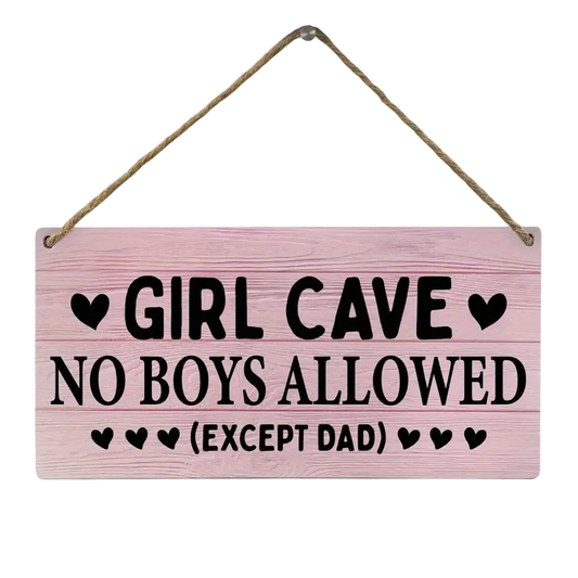 Roze 'Girl Cave' Bordje (29x15cm)