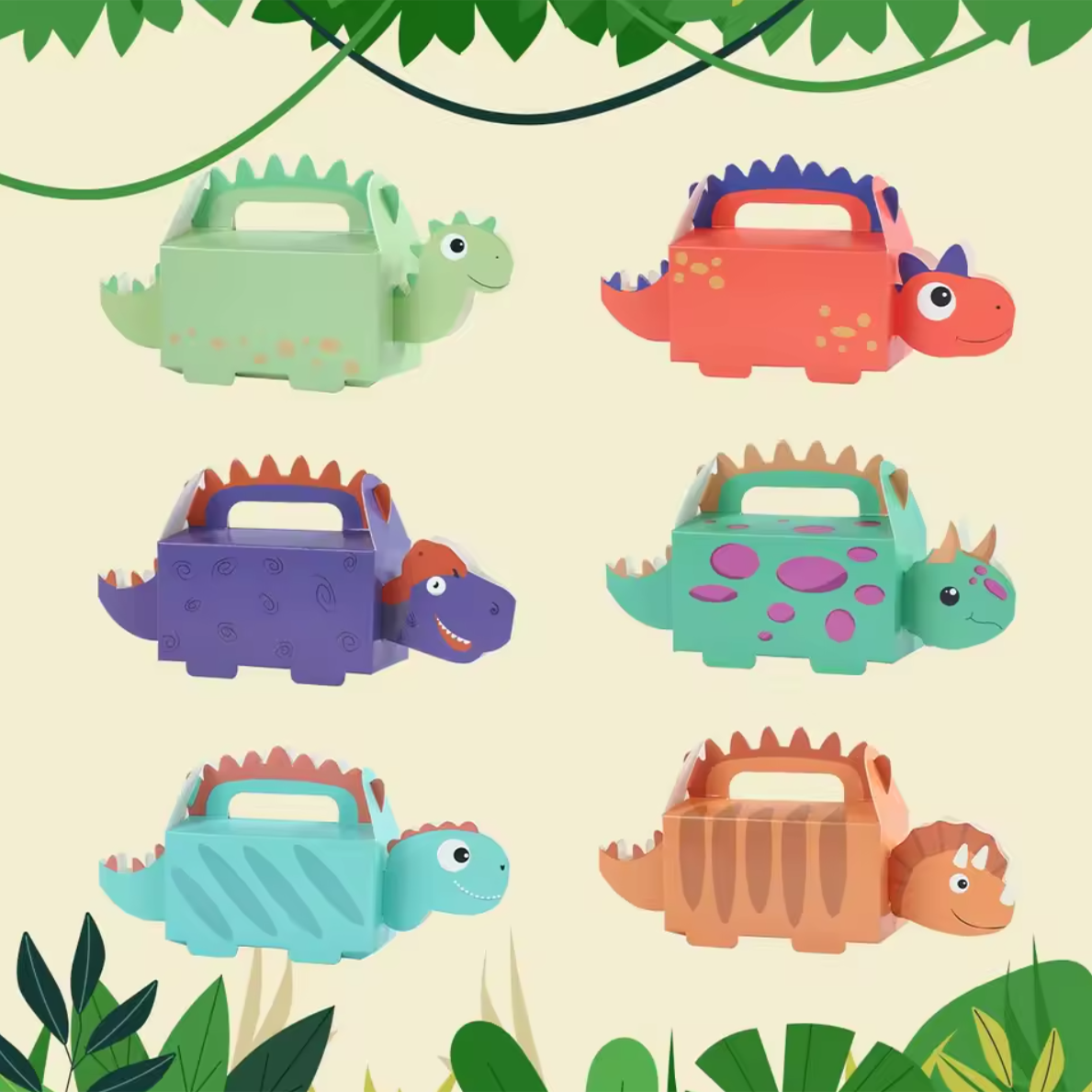 6 stuks Dino Traktatie Doosjes