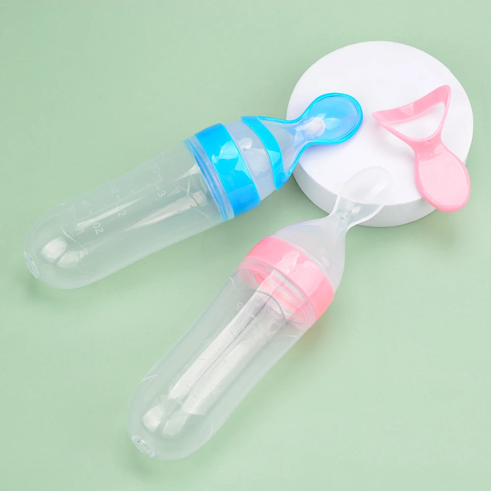 Siliconen Knijpfles voor baby met Lepel
