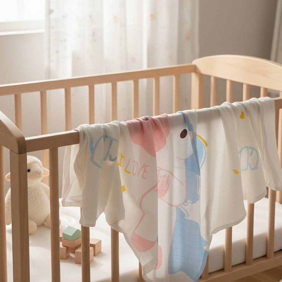 Hydrofiele Doek met Print (110x110 cm) 'I Love You'