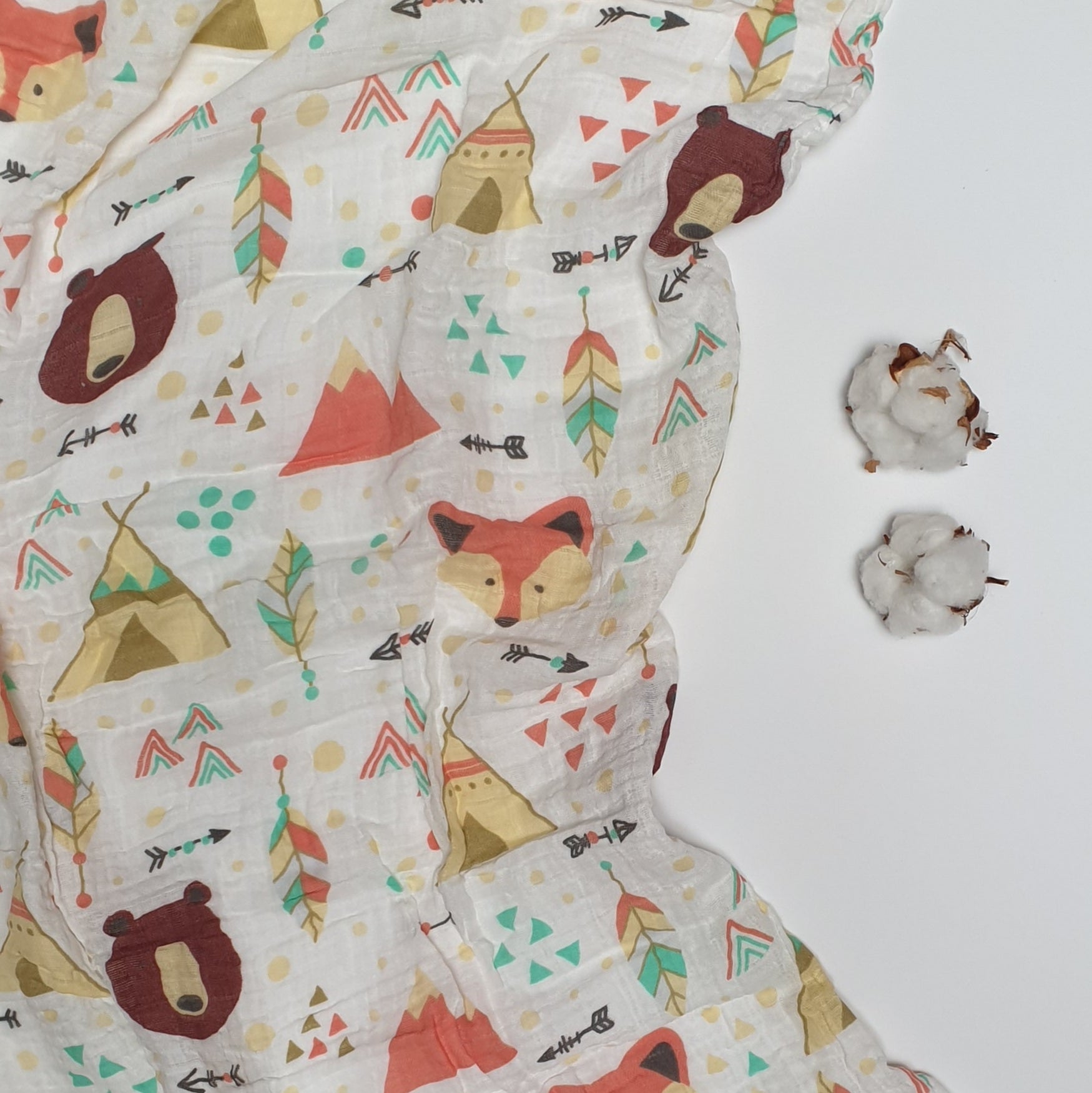 Hydrofiele doek met vossen en beren print