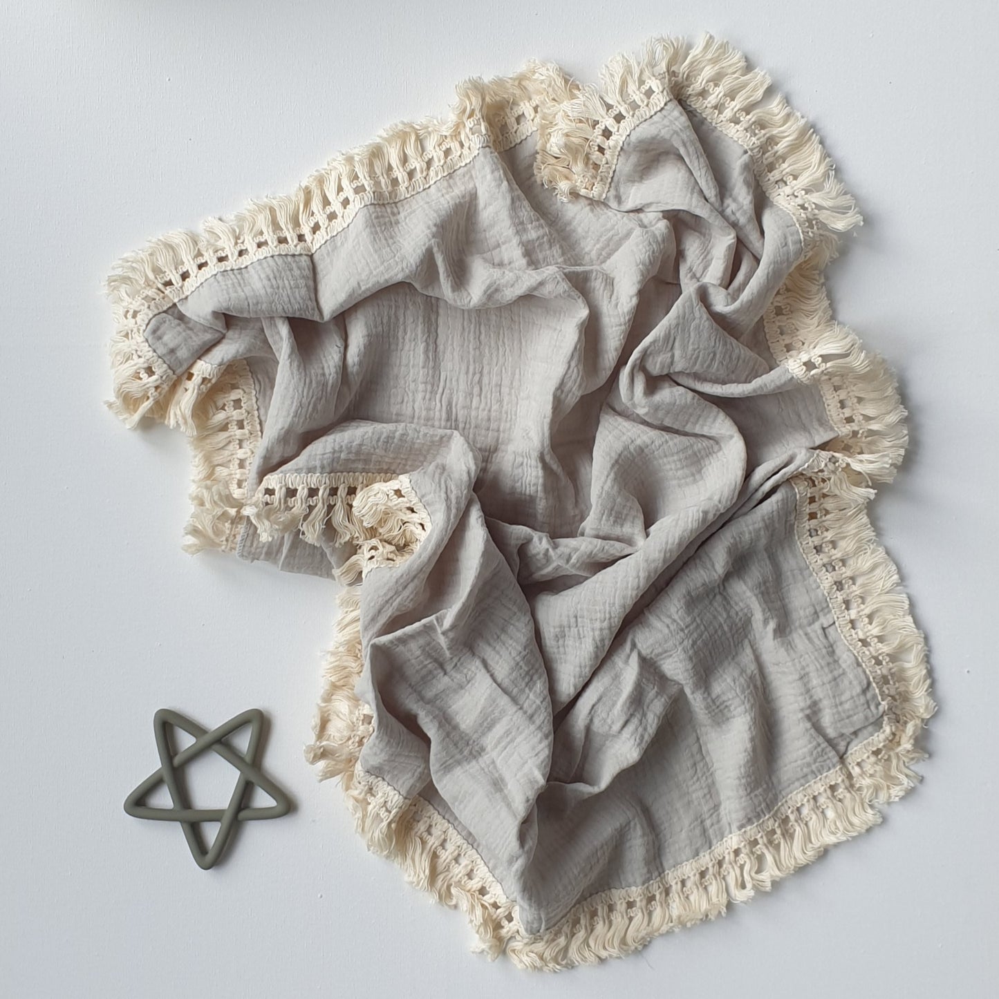 Hydrofiele Doek met Franje (65x80 cm) - Grijs