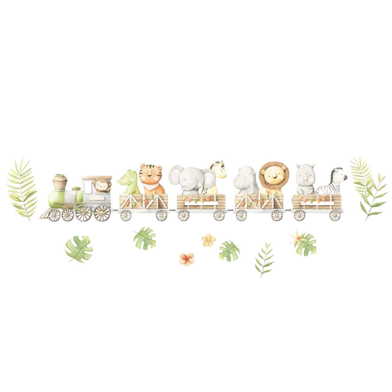 Muursticker 'Jungle Dieren in Trein'