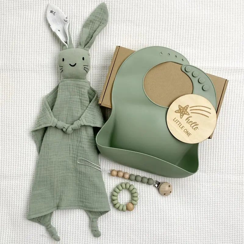 baby cadeau set met knuffeldoek en slabbetje