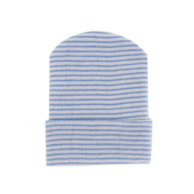 katoenen baby Gestreept Ziekenhuismutsje in blauw wit