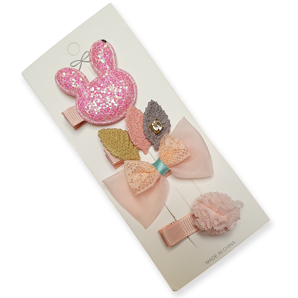 baby Set Roze Haarclips 4 stuks roze konijn