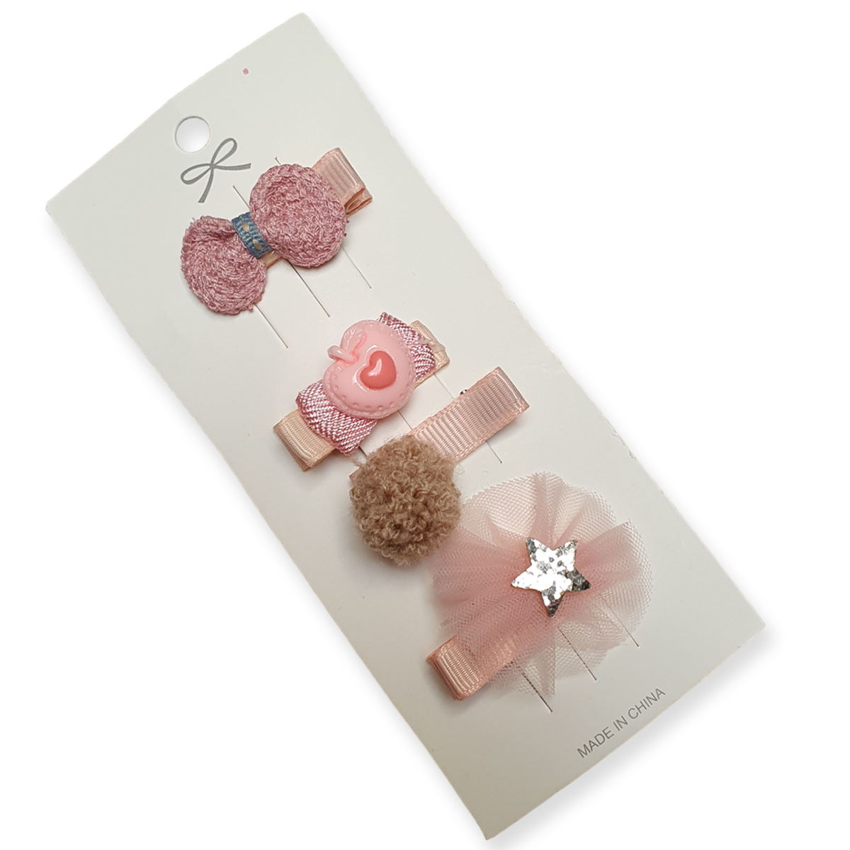 kinder Set Roze Haarclips 4 stuks roze appel