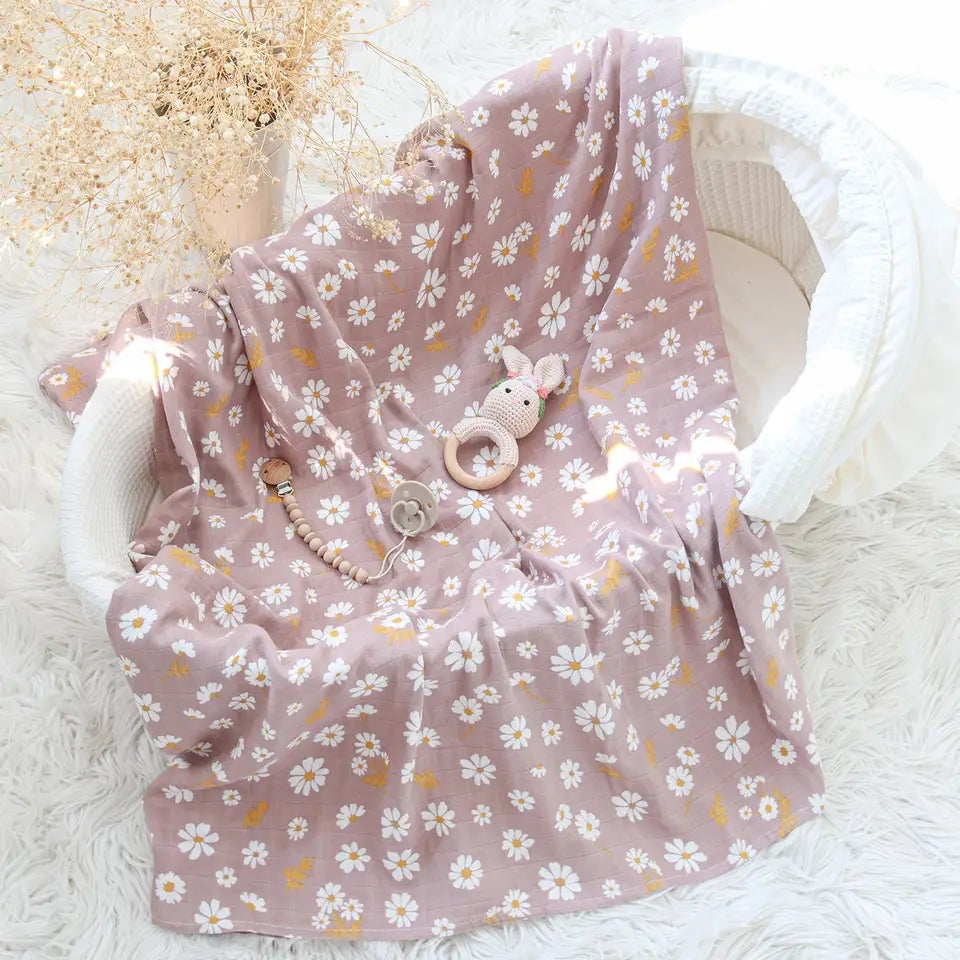hydrofiel baby Mousseline Doek met madeliefjes print