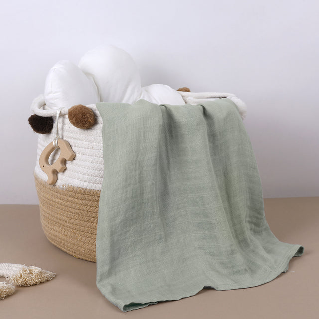 Mousseline Doek met BoHo Prints effen grijs