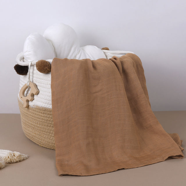 baby Mousseline Doek met BoHo Prints hydrofiel effen bruin