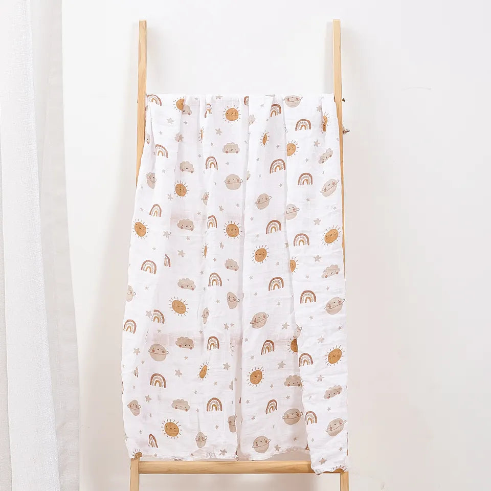 baby hydrofiel bamboe doek Mousseline Doek met Print planeten