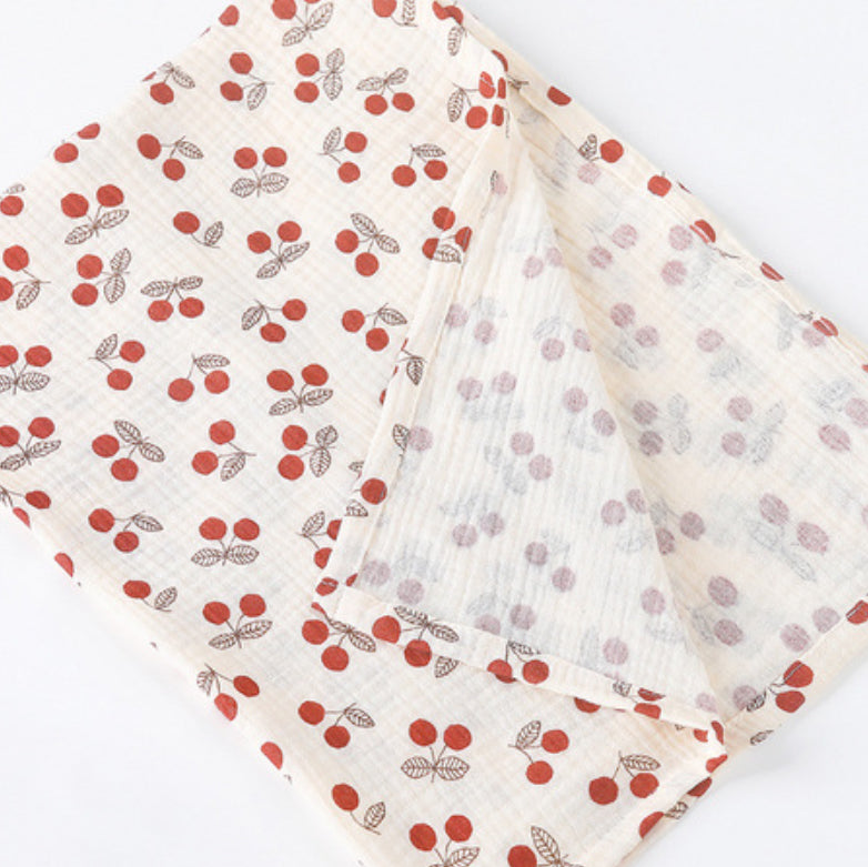Hydrofiel bamboe Doek met Botanische Print kersen