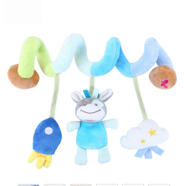 pluche mobiel met knuffel hangers koe blauw