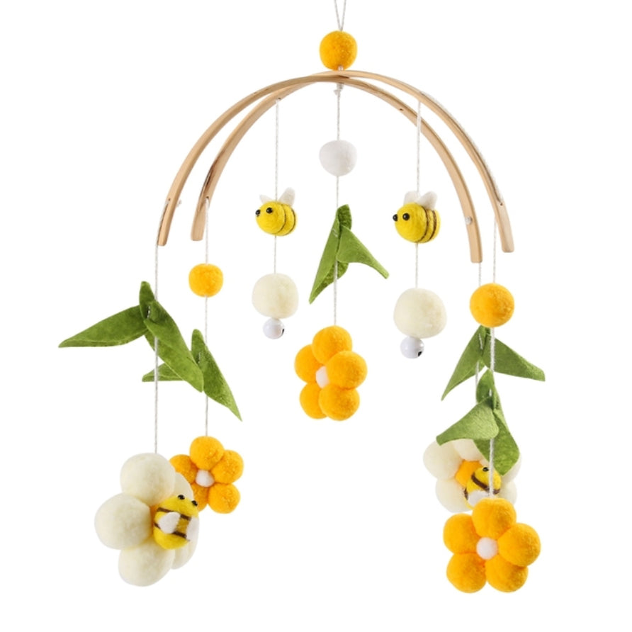 Mobiel met Gele Bijen en Bloemen