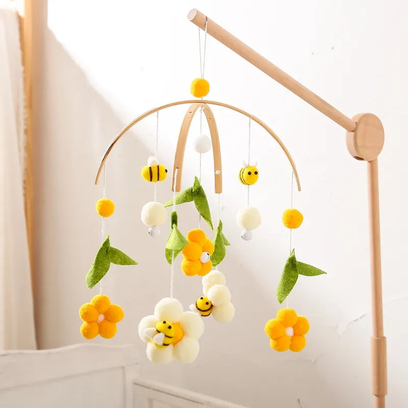 Mobiel met Gele Bijen en Bloemen mobiel baby kamer hanger gele bijen