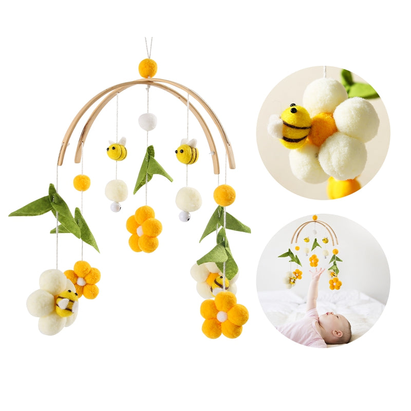 Mobiel met Gele Bijen en Bloemen sfeer foto