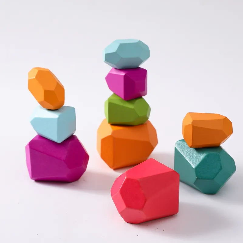 Gekleurde Set Bouwstenen grenen hout regenboog kleuren