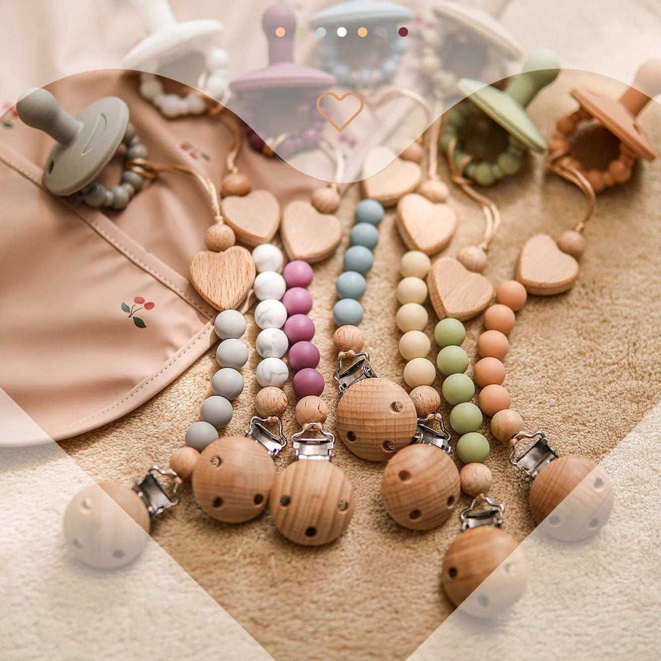 baby food grade siliconen Speen met Speenkoord set in diverse kleuren