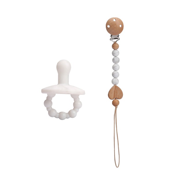 witte Speen met Speenkoord houten hartje