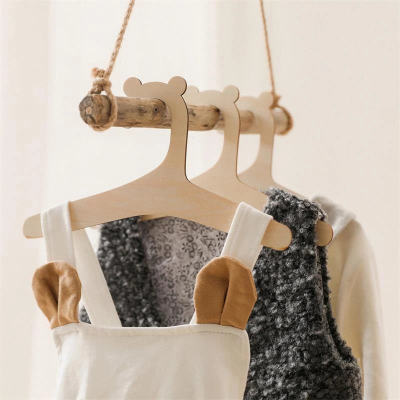 Houten Beren Kledinghangers baby kleding kast hangers