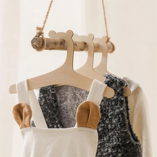 Houten Beren Kledinghangers baby kleding kast hangers