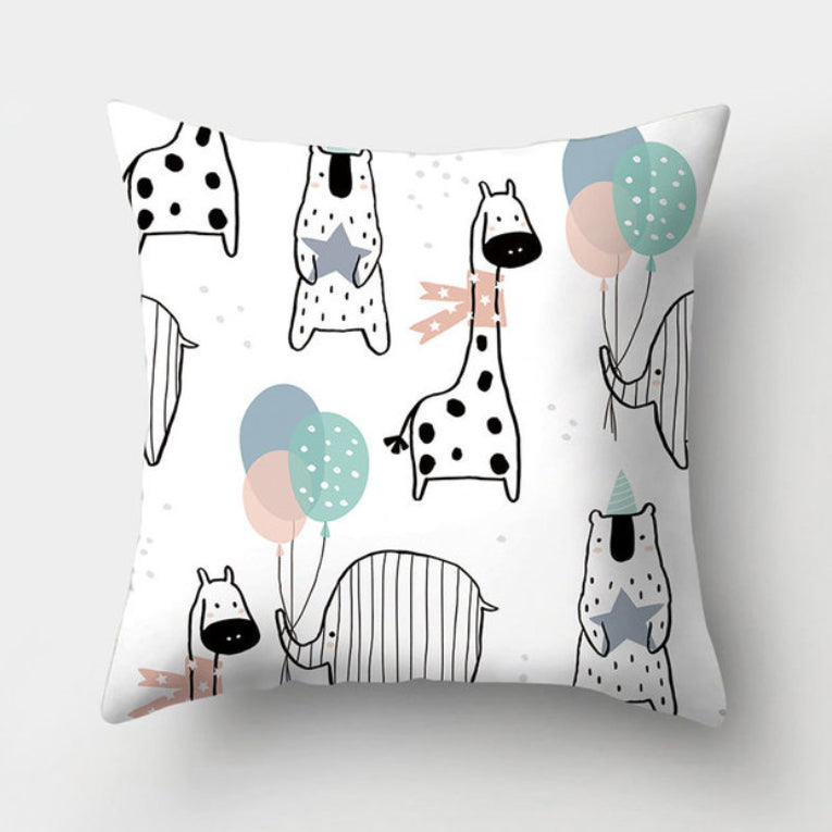 kussenhoes met dieren met ballonen print