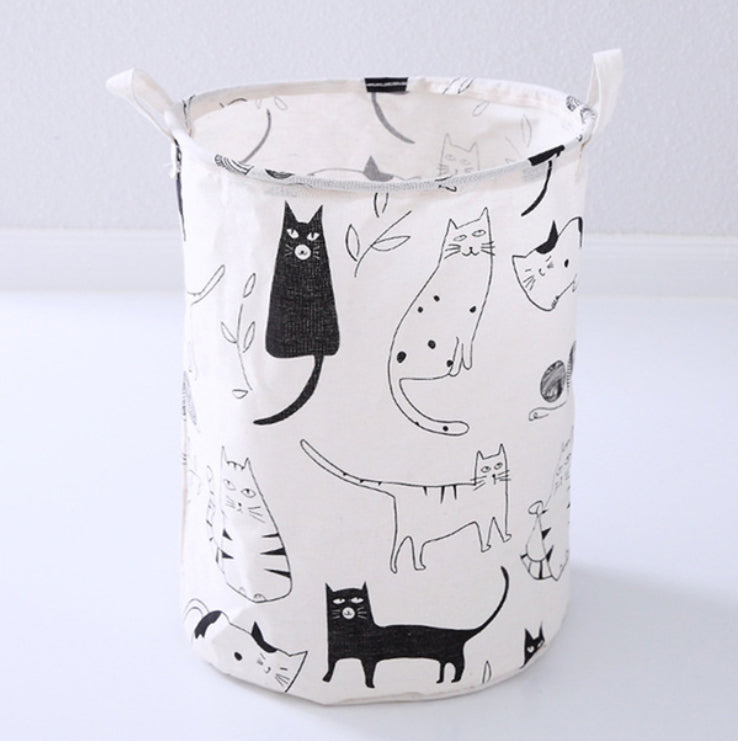 Ronde opbergmand met katten