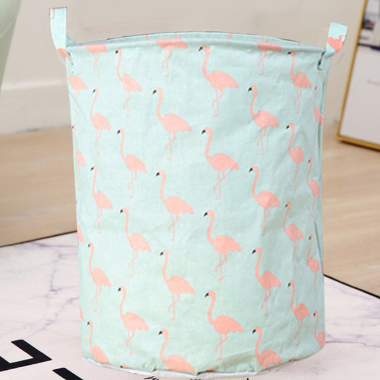 Ronde opbergmand met flamingo's