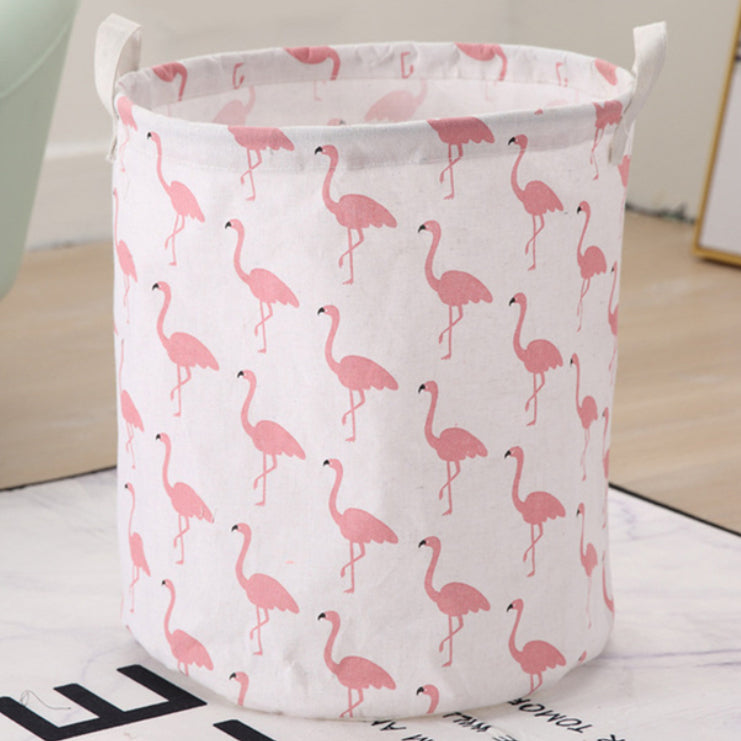 Ronde opbergmand met flamingo's