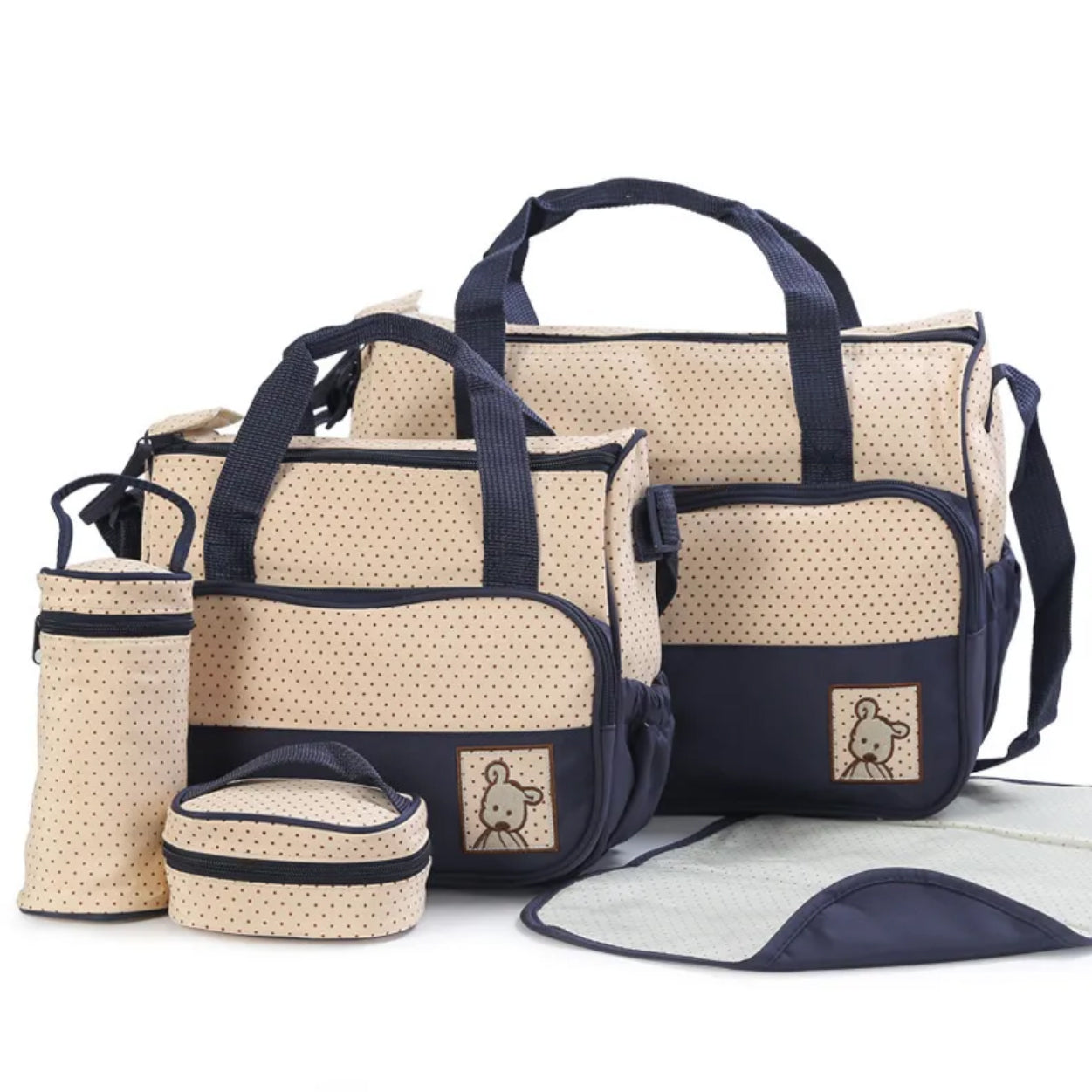 5 delig luiertassen set blauw