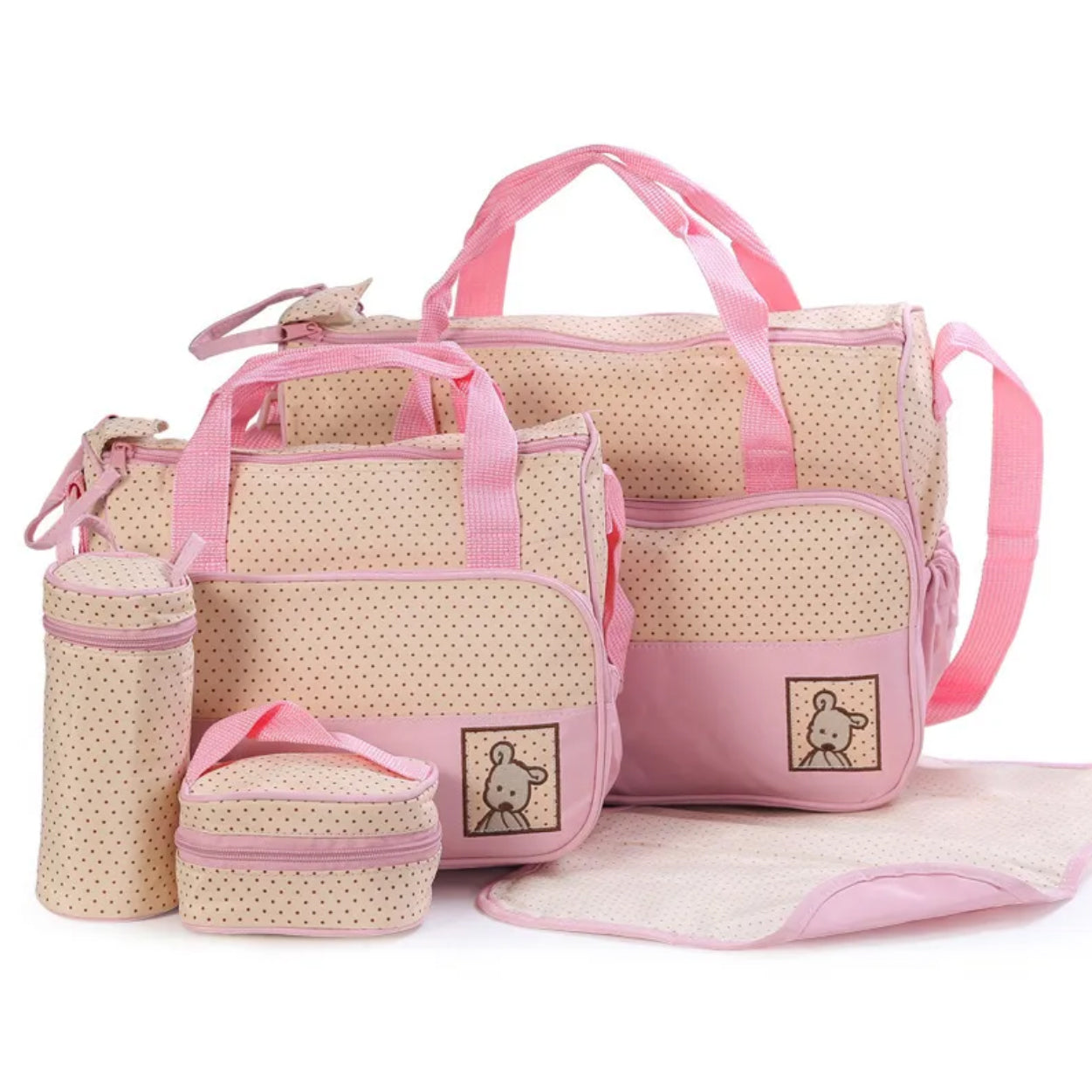 5 delig luiertassen set in roze