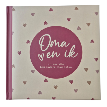 'Oma en Ik' Invulboek met Paarse Hartjes