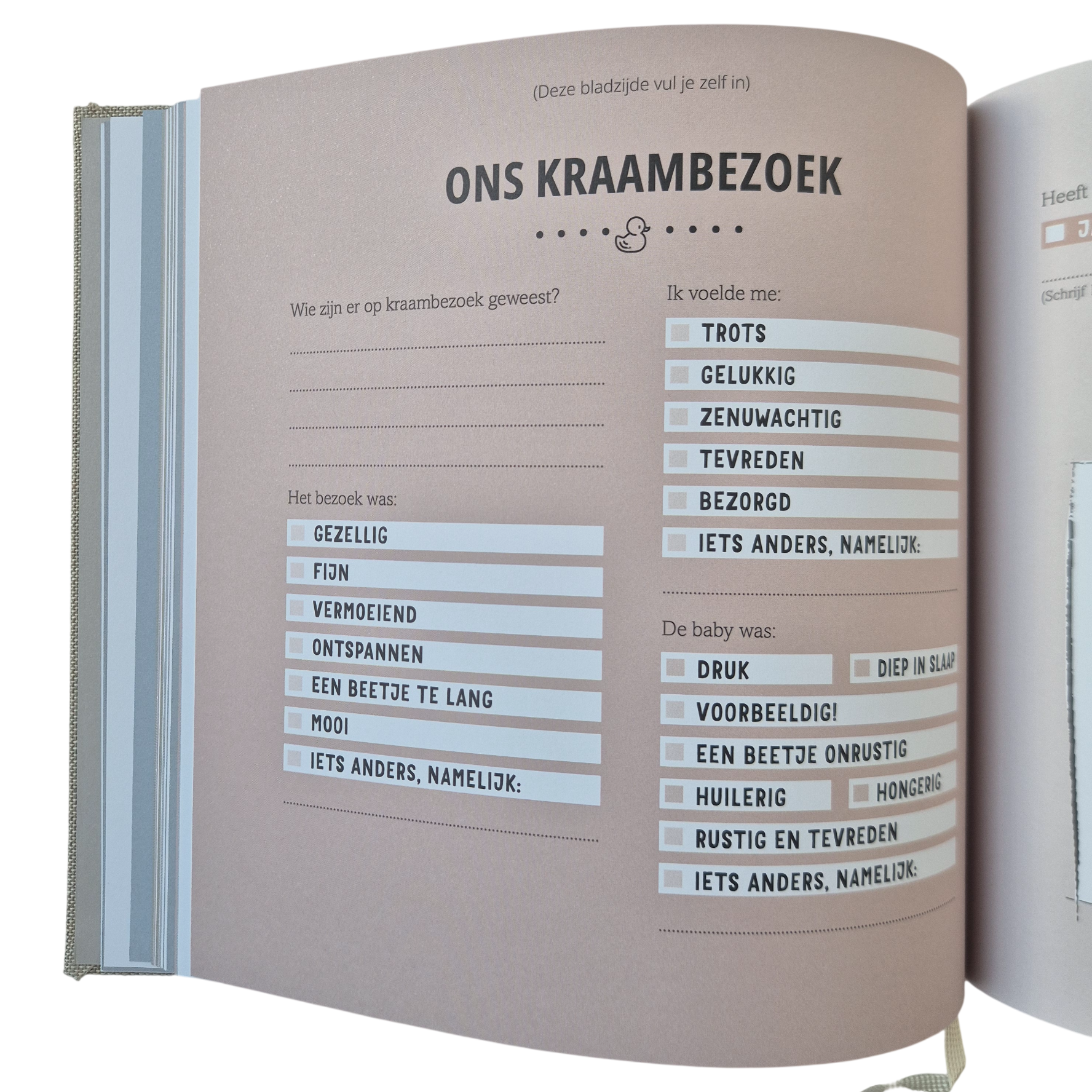 Invulboek voor Kraambezoek