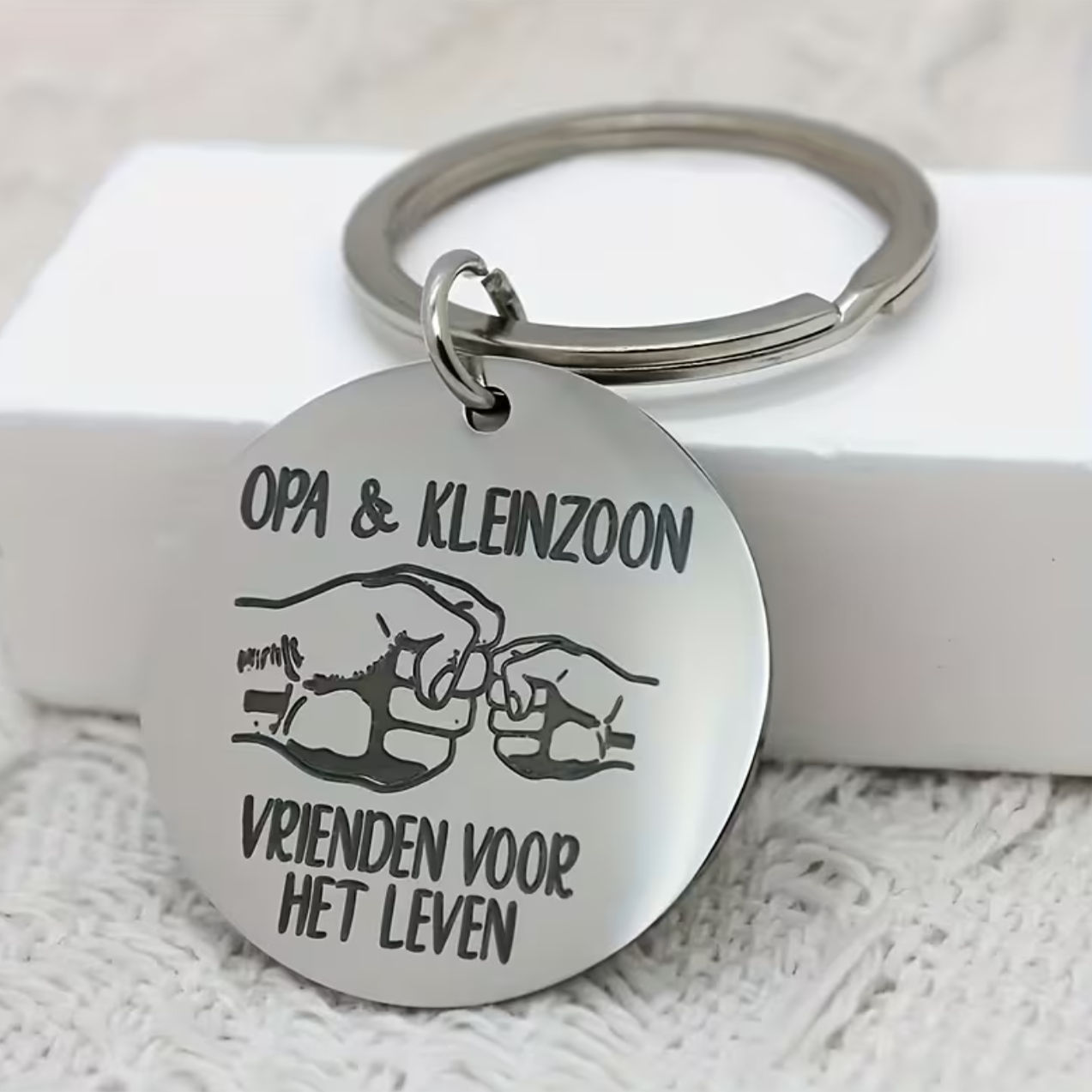 RVS Sleutelhanger 'Opa & Kleinzoon'
