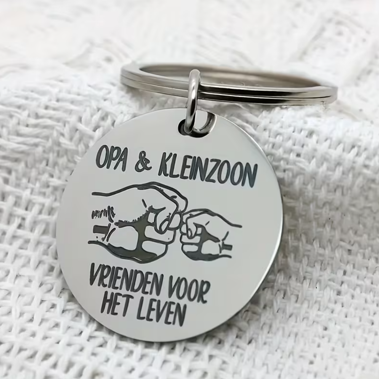 RVS Sleutelhanger 'Opa & Kleinzoon'