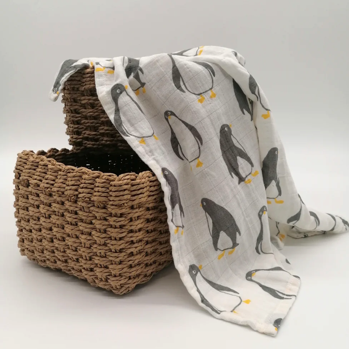 Bamboe/katoen doek met pinguin print