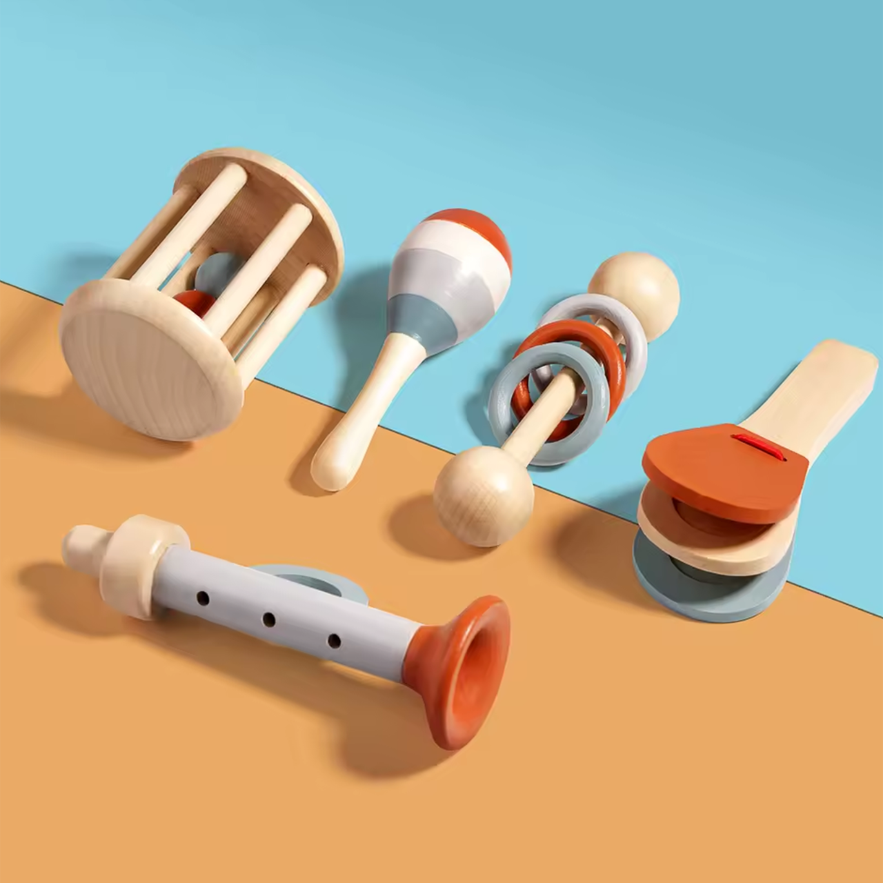 5-delige Houten Muziekset
