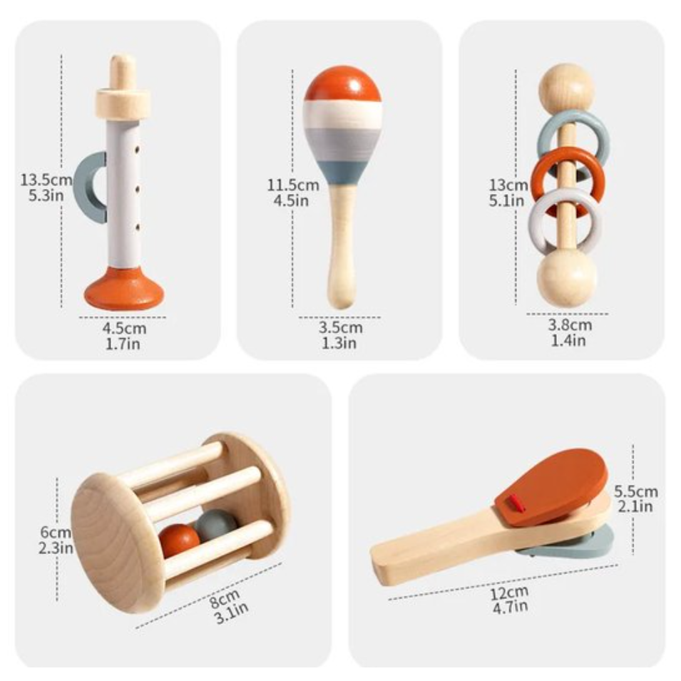 5-delige Houten Muziekset maten