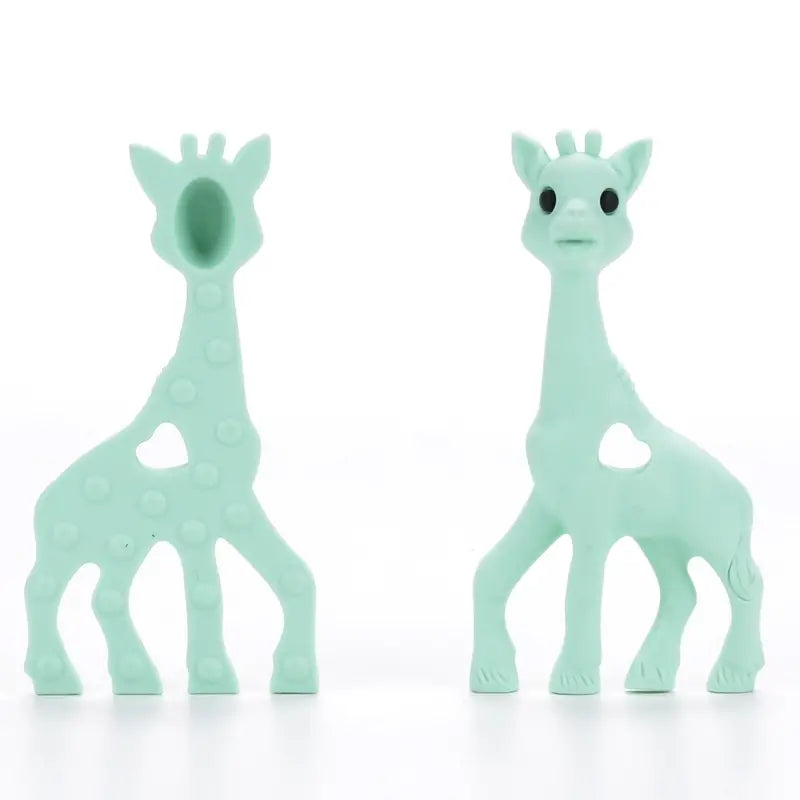 siliconen Giraffe Bijtring in mint