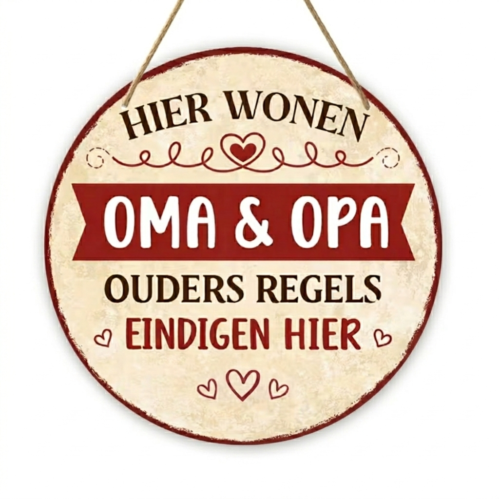 Houten Bordje 'Hier Wonen Oma & Opa'