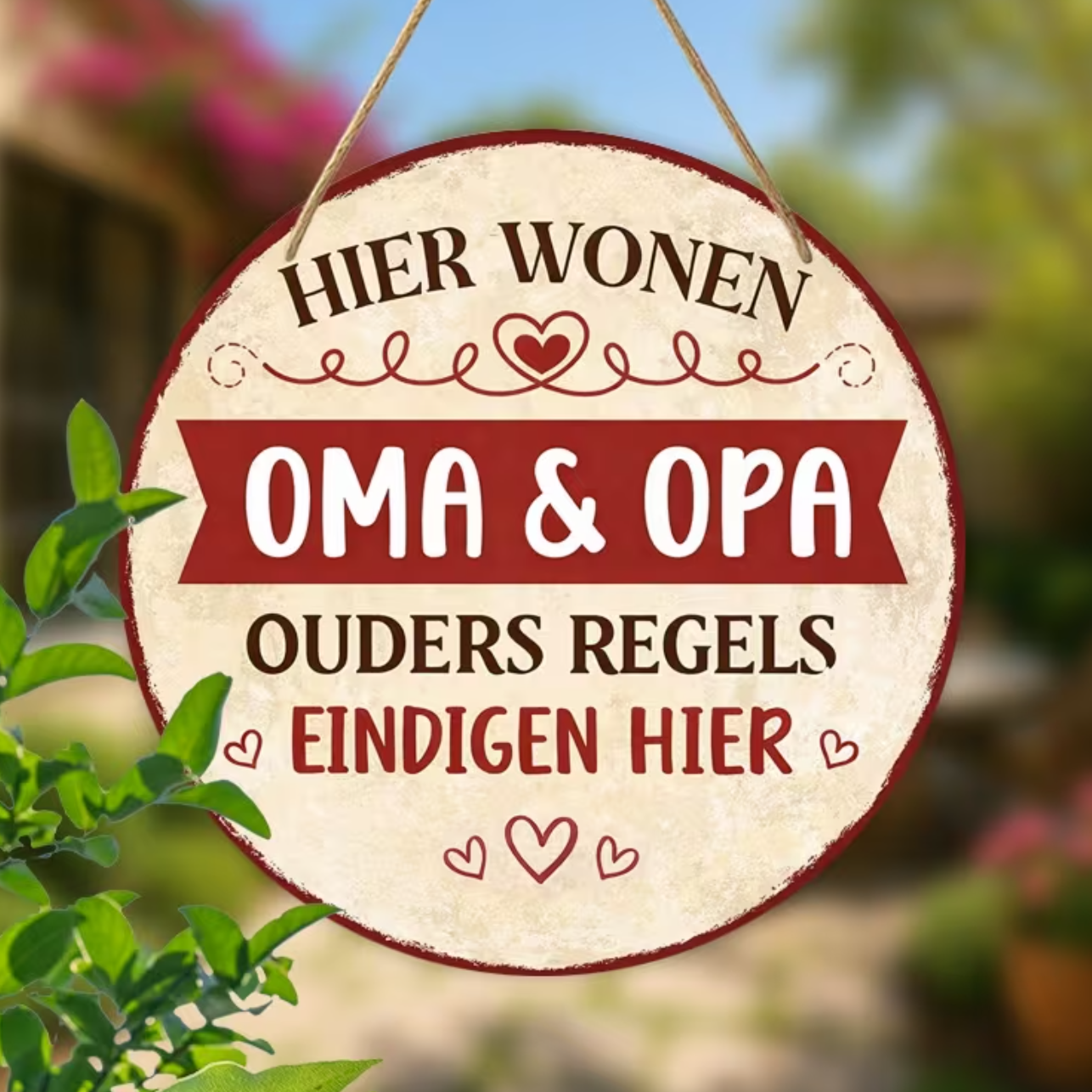 Houten Bordje 'Hier Wonen Oma & Opa'