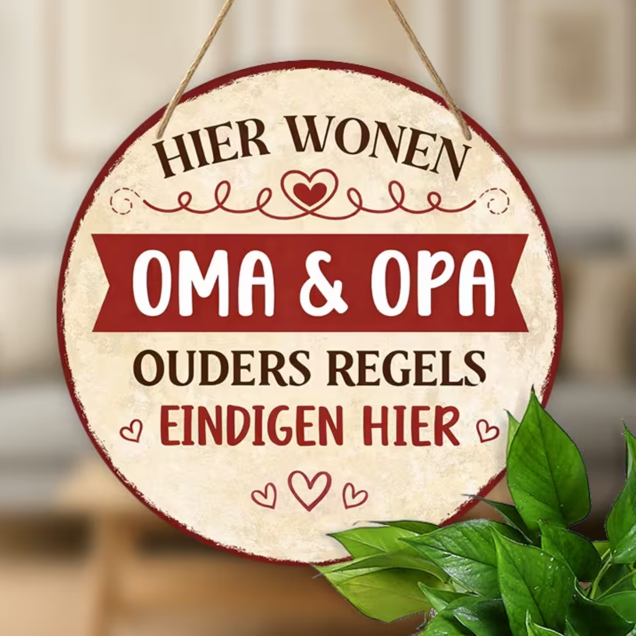 Houten Bordje 'Hier Wonen Oma & Opa'