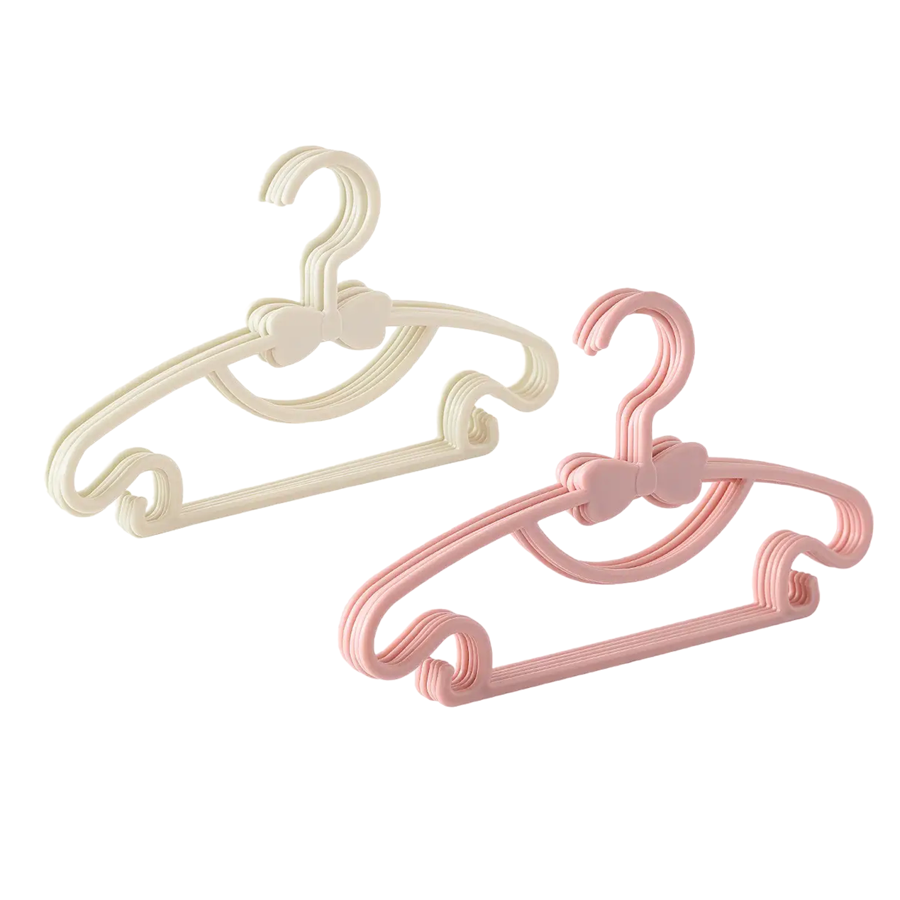 Set van 10 hangers in 2 kleuren roze/wit