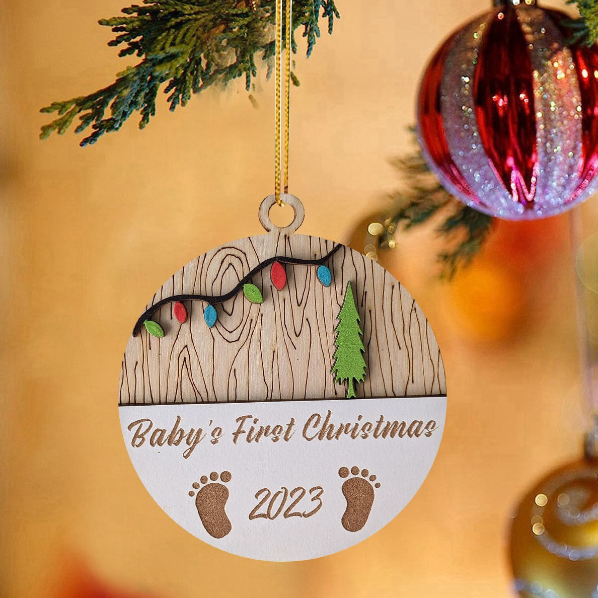 Kerstboom Ornament 'Baby's First Christmas'