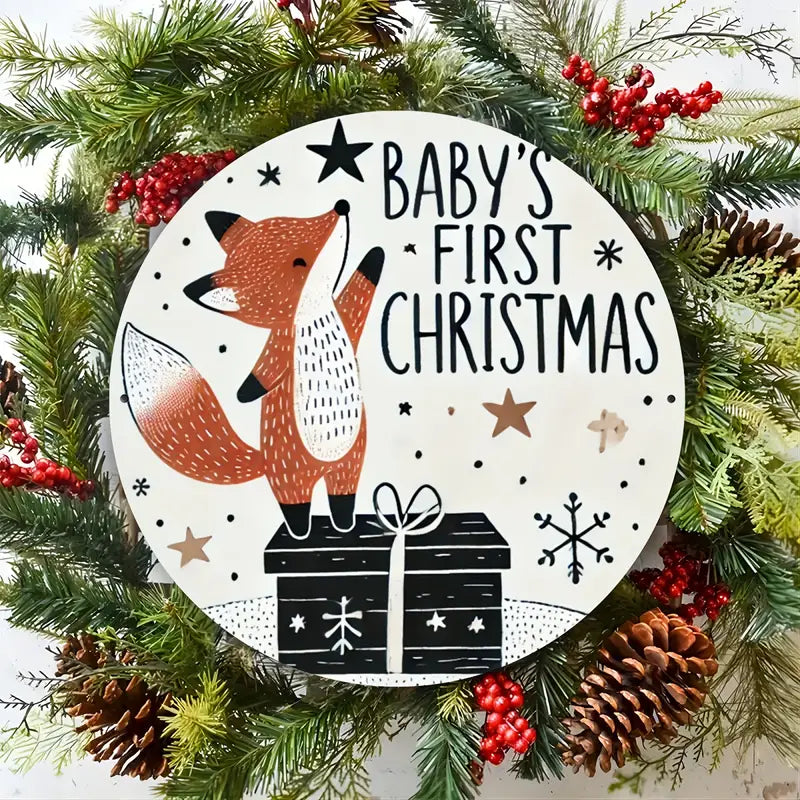 Aluminium Cirkel 'Baby's First Christmas'